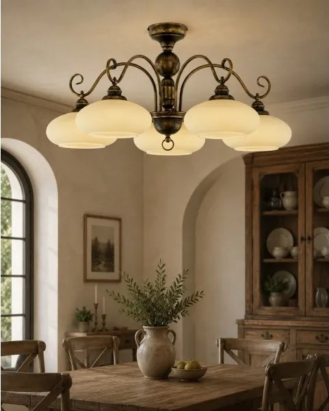 Brilagi - Lustră aplicată MOLLERO 5xE27/15W/230V Ø 84 cm bronz/patină