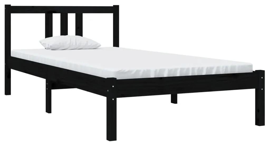 814853 vidaXL Cadru de pat single, negru, 90x190 cm, lemn masiv
