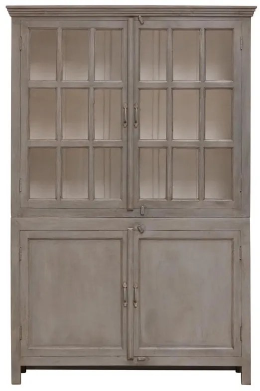 Vitrina din lemn de mango, metal si sticla, cu 4 usi, cu aspect vintage, Cheverny