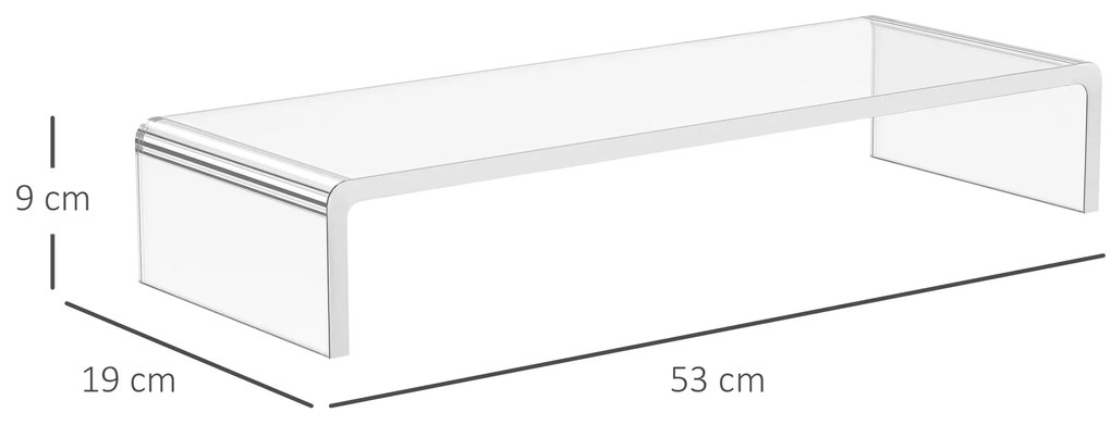 Suport transparent pentru monitor HOMCOM 53x19x9cm | Aosom Romania