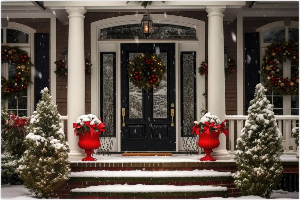 Tablou - Casa decorată de Crăciun (90x60 cm)