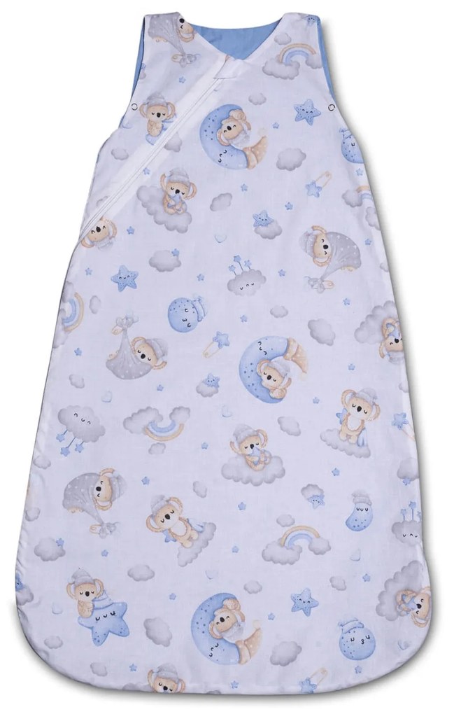 Sac de dormit copii din bumbac reglabil 0-24 luni Kidizi Koala Dreams Blue, 0.5 tog