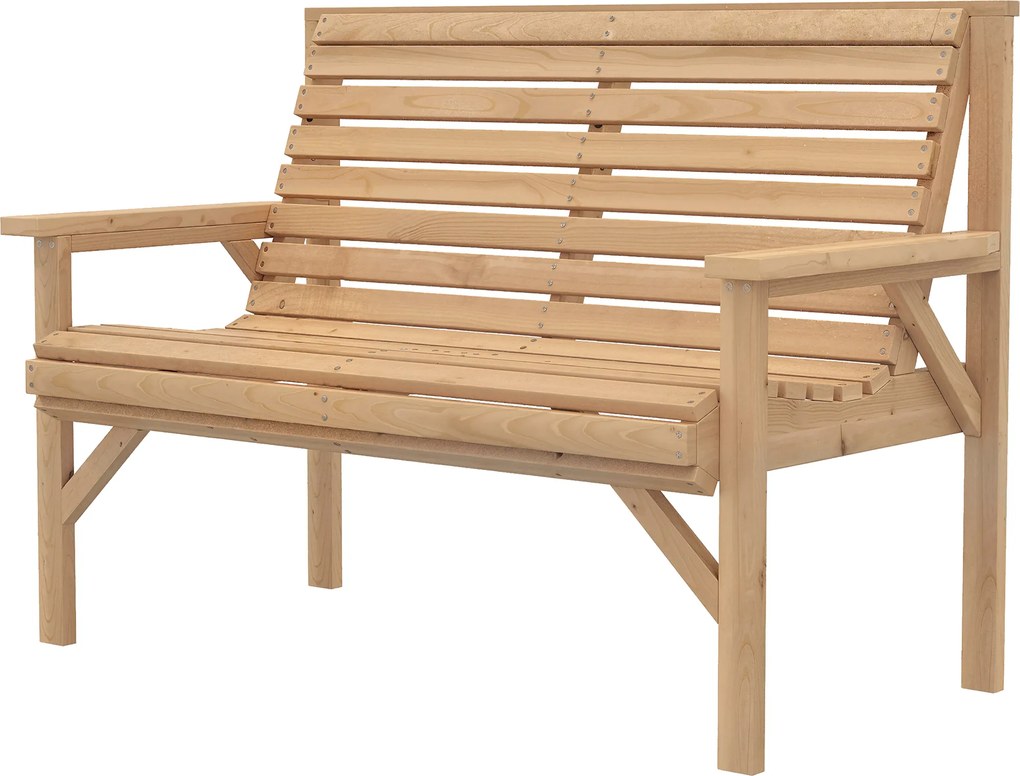 Outsunny Bancă de grădină 2 locuri din lemn, bancă cu șipci cu cotiere și spătar, mobilier exterior pentru balcon, terasă, grădină | Aosom Romania