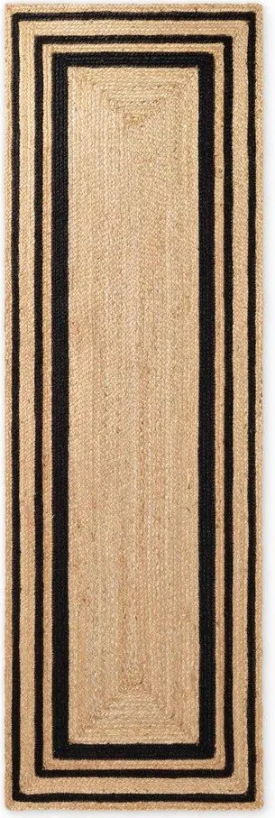 Covor tip traversă negru/în culoare naturală reversibil/țesut manual din iută 70x200 cm Jutta – Hanse Home