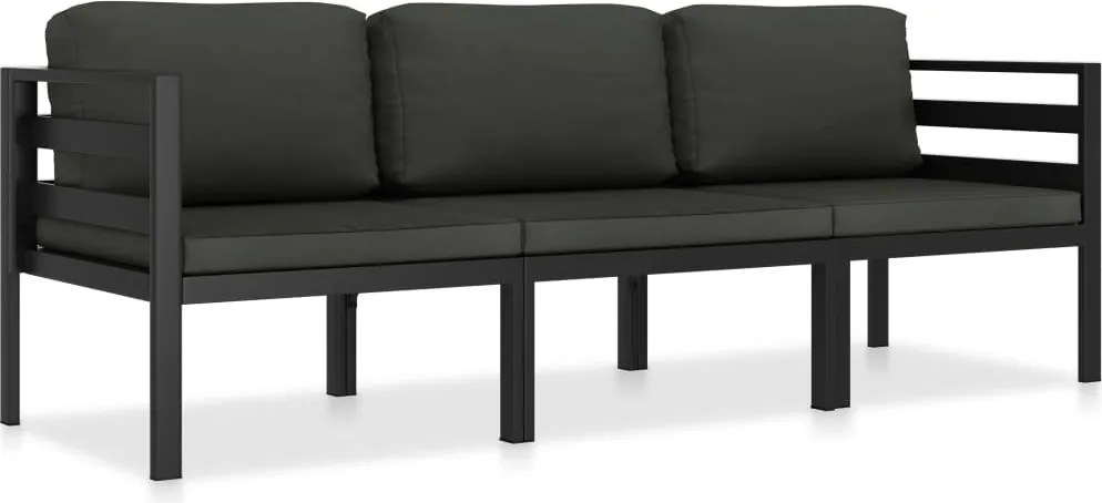 vidaXL Set mobilier de grădină cu perne, 3 piese, antracit, aluminiu