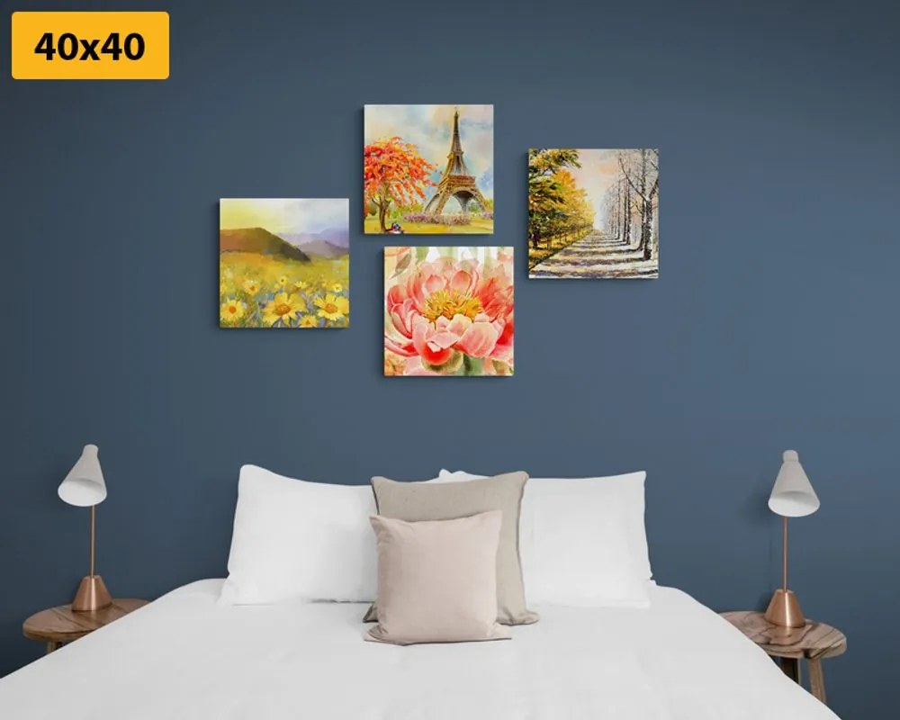 Set tablouri pictură în ulei în design romantic