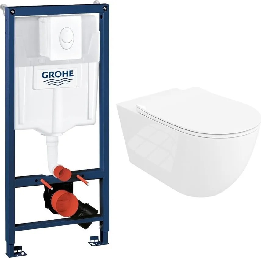 Set rezervor incastrat Grohe Rapid SL pentru vas WC cu clapeta alba Skate Air plus vas WC Rune Ivaldi Grande alb cu capac softclose