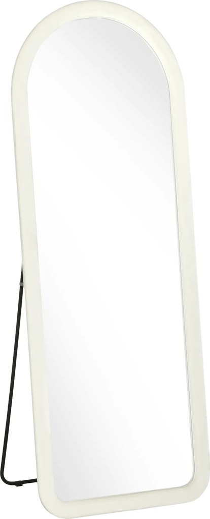 HOMCOM Oglindă de Podea 160x60 cm, cu Arcadă, Ramă din Flanelă, Alb Crem | Aosom Romania