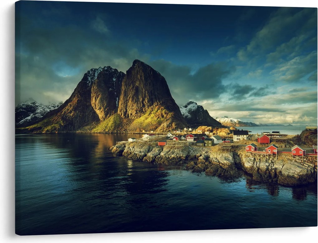Tablou cu sat de pescari din Norvegia (70x50 cm)