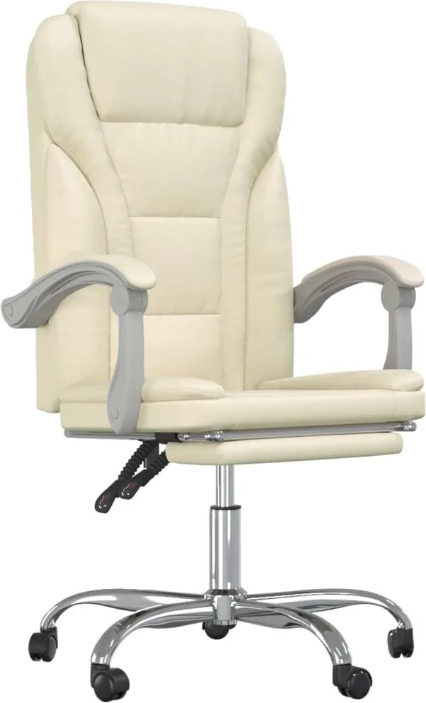 vidaXL Fotoliu de birou rabatabil, crem, piele ecologică