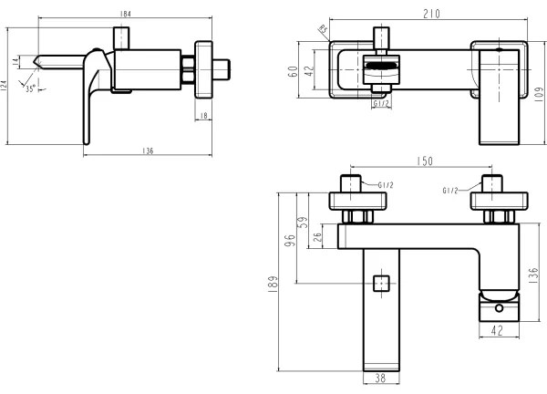 Baterie pentru cadă Novaservis NOBLESS SHARP, crom lucios