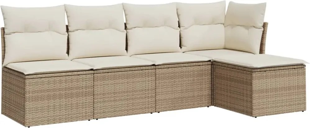 vidaXL Set canapele de grădină cu perne, 5 piese, bej, poliratan