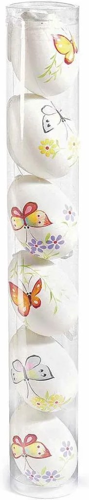 Set 6 oua decorative plastic suspendabile alb multicolore Ø 4 cm x 6 h