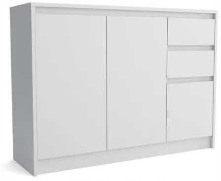 Comoda cu 3 usi si 2 sertare, alb, 112 82 35 cm, Bortis Impex alb