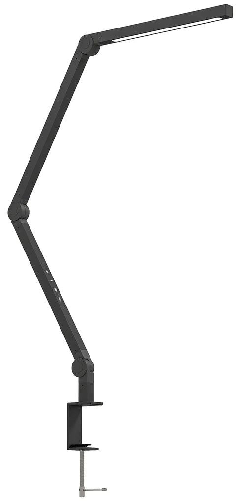 HOMCOM Lampă de Birou LED Dimmabilă cu Clește, Braț Reglabil și 2 Culori de Lumină, Negru | Aosom Romania