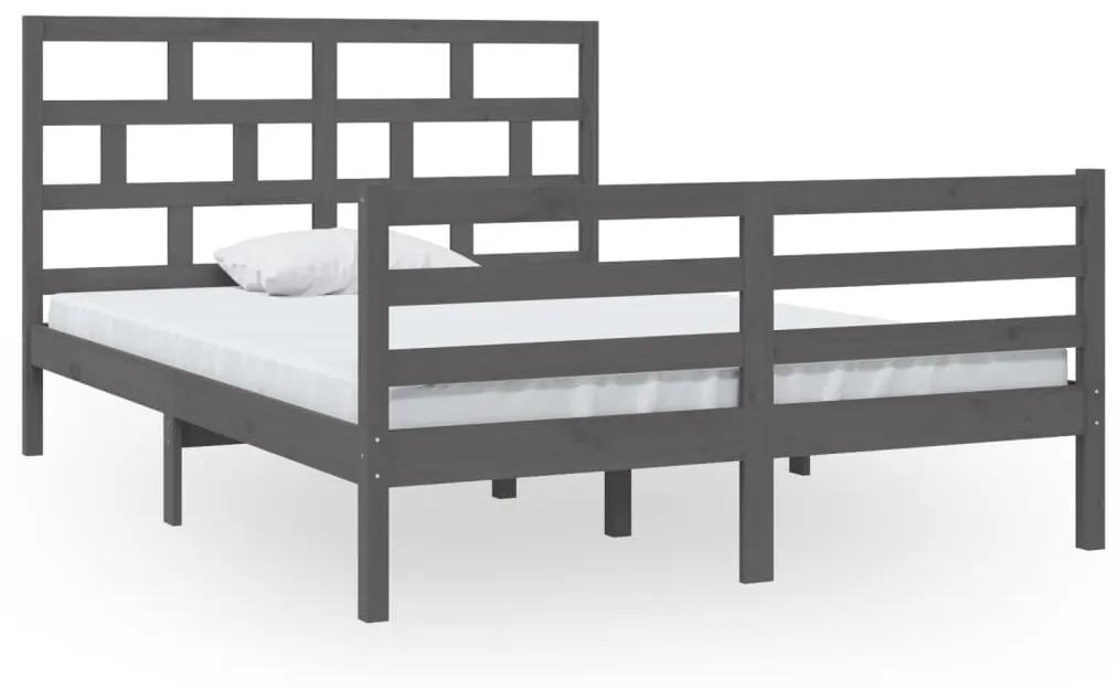 3101285 vidaXL Cadru de pat, gri, 140x200 cm, lemn masiv de pin