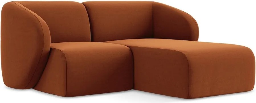 Colțar teracotă cu tapițerie din catifea (cu colț pe partea dreaptă/cu șezlong) Lani – Makamii