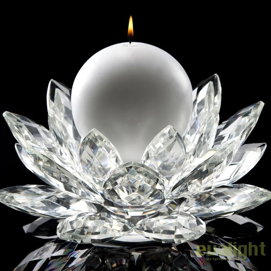 Suport pentru lumanare design LUX, realizat manual din sticla, LOTUS BIG 25cm