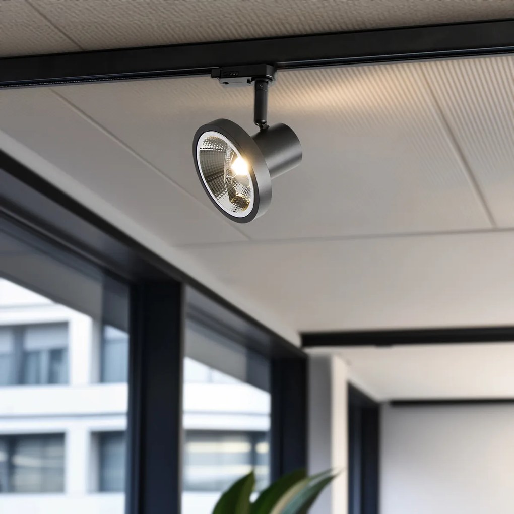 Spot de șină modern trifazic negru AR111 - Jeany