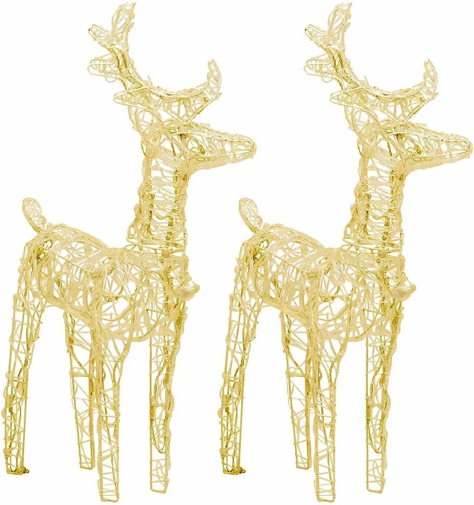 vidaXL Reni de Crăciun, 2 buc., alb cald, 80 LED-uri, acril