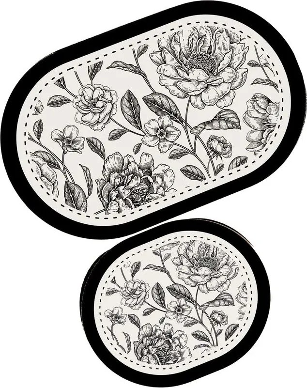 Covorașe de baie alb-negru 2 buc. 60x100 cm Rasse – Foutastic