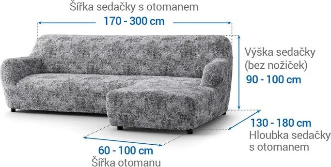 Gaico Huse bielastice MARMO gri canapea cu otoman dreapta (l. 170 - 300 cm)