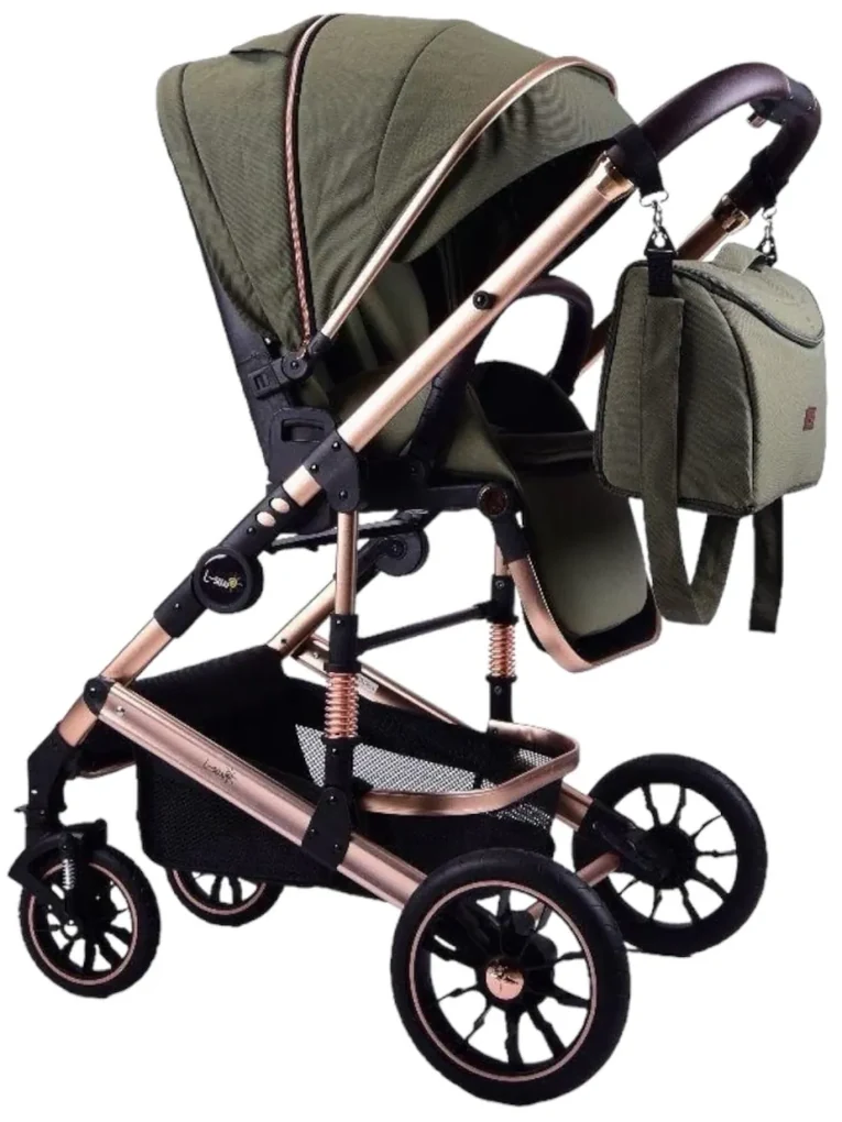 Carucior 2 in 1 reversibil, compact și pliabil, cu geanta inclusa, 0-36 luni - CPC-64-verde