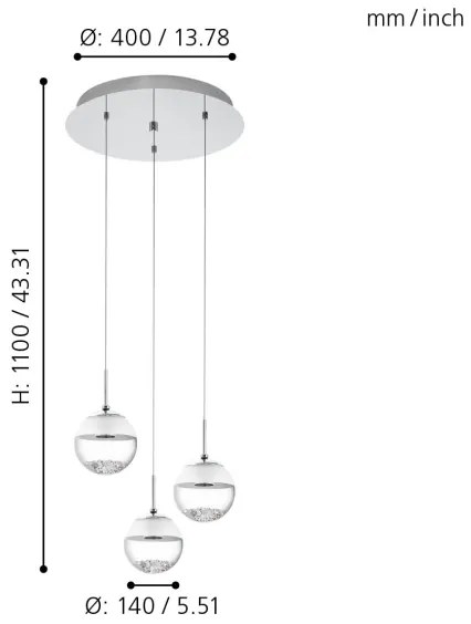 Eglo 93709 - LED Lustra MONTEFIO 1 3xLED/5W/230V