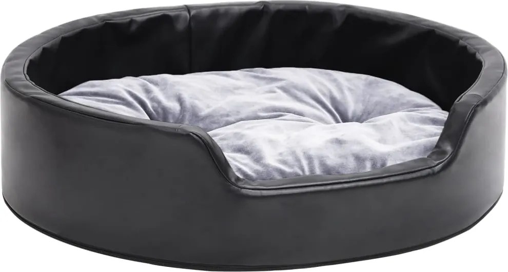 vidaXL Pat pentru câini, negru/gri, 69x59x19 cm, pluș/piele ecologică