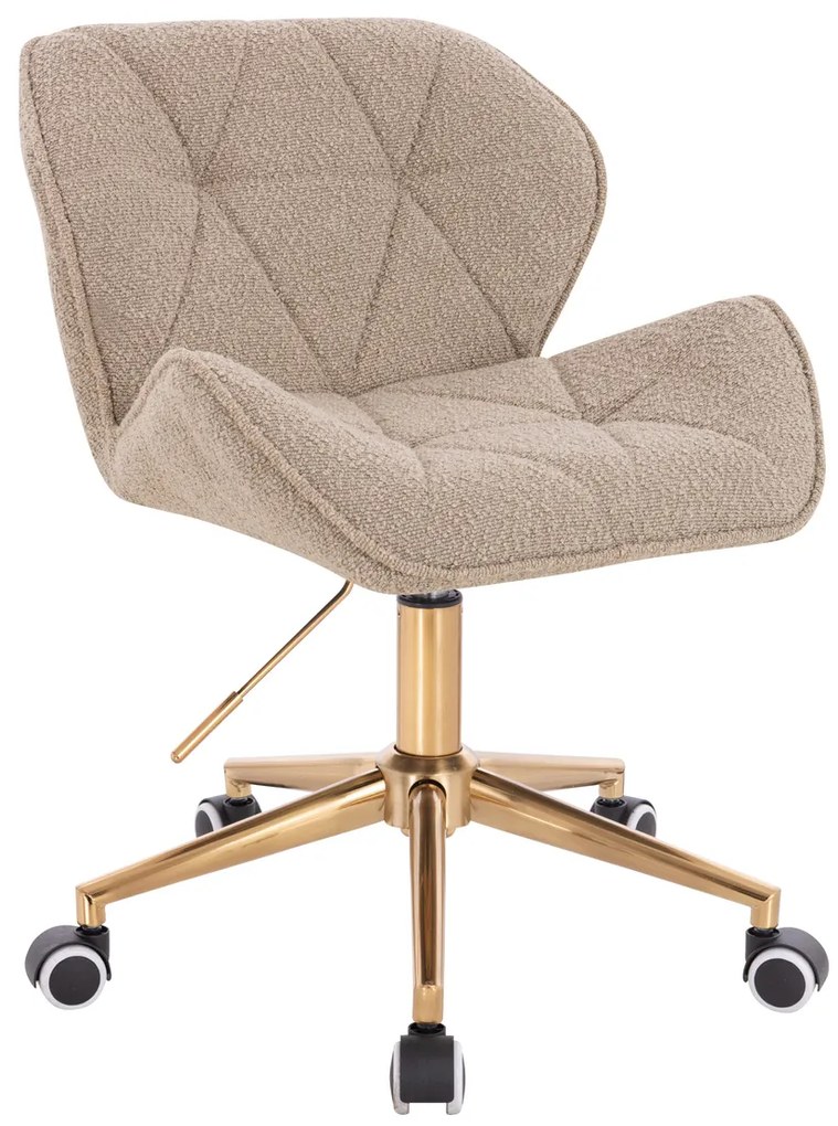 HR111K Scaun Latte Boucle cu Bază Aurie