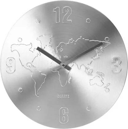 Ceas perete World argintiu, 35 cm