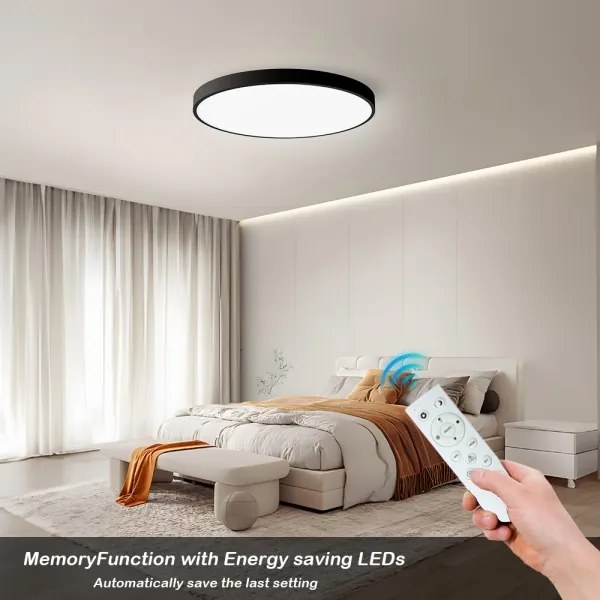 Plafonieră LED dimabilă Immax NEO 07250L SEMPLICI 60W/230V Wi-Fi Tuya negru + telecomandă