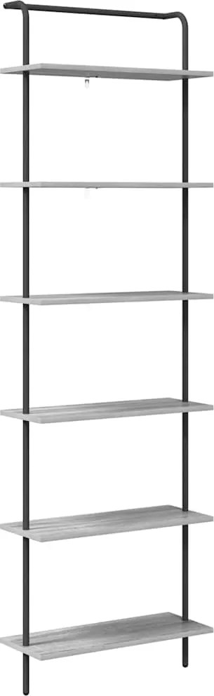vidaXL Raft pentru cărți Gri Sonoma 60 x 24 x 203 cm Lemn compozit