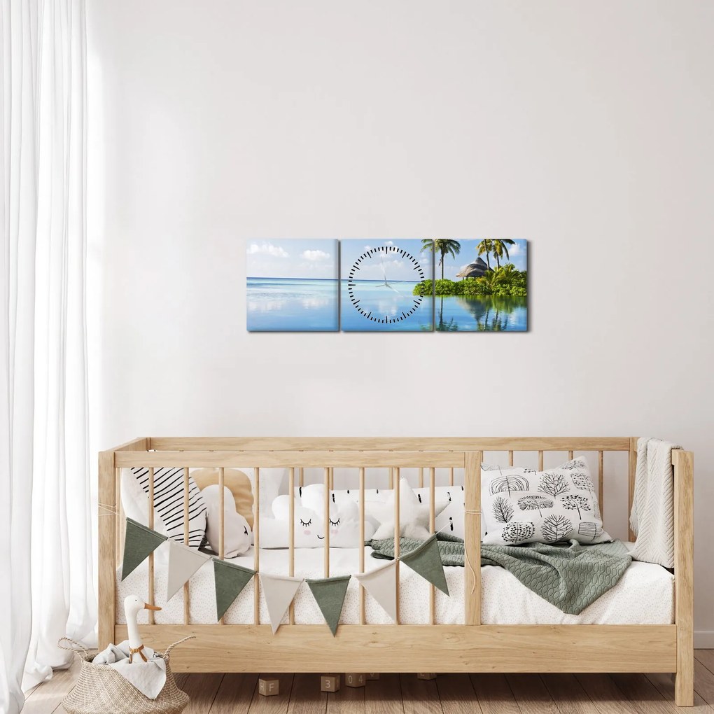 Tablou - Insula tropicală (cu ceas) (90x30 cm)