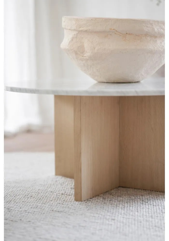 Măsuță de cafea albă/în culoare naturală rotundă din marmură 90x90 cm Brooksville - Rowico