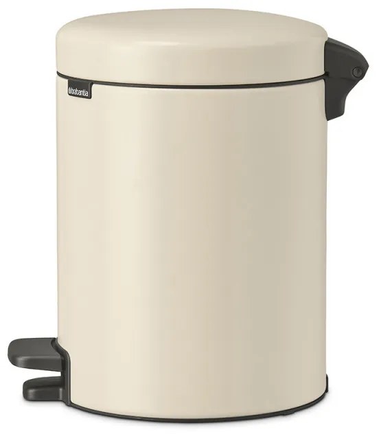 Cos de gunoi cu pedala Brabantia NewIcon 1005527, 5 L, Inchidere lina, Baza antiderapanta, Bej
