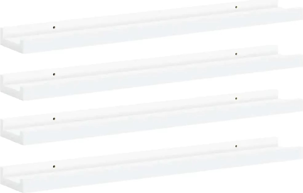vidaXL Rafturi de perete, 4 buc., alb, 60x9x3 cm