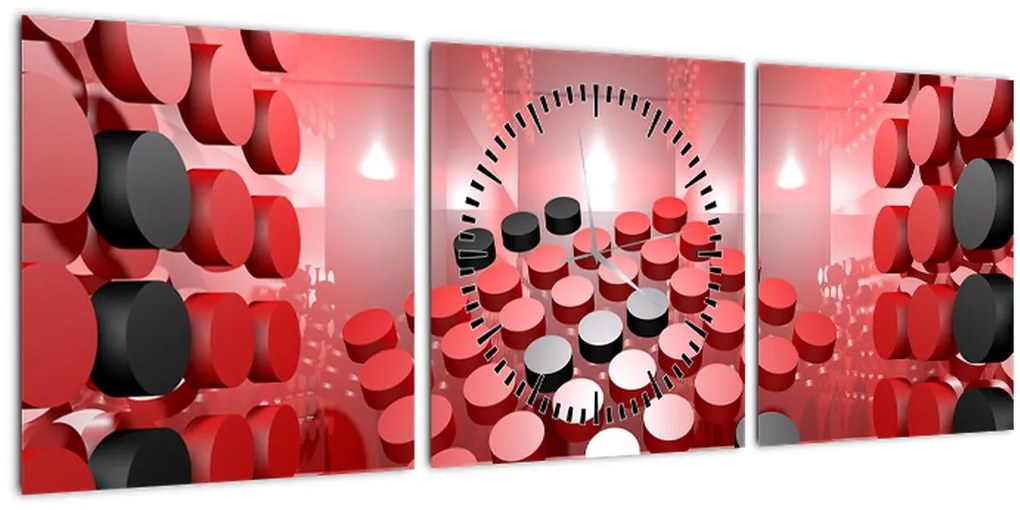 Tablou cu abstracți din butoane (cu ceas) (90x30 cm)