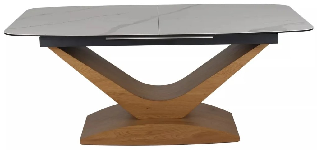 Masa extensibila Dolce Ceramic alba Statuario Venato/stejar L180-240xl95 cm