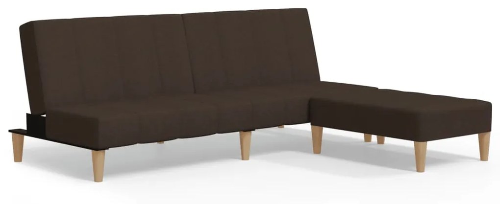 3081766 vidaXL Canapea extensibilă 2 locuri, cu taburet, maro închis, textil