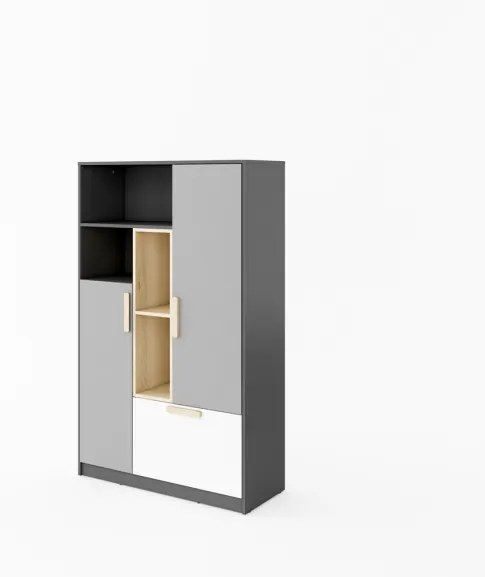 Biblioteca Poka Cu 2 Usi, 1 Sertar Si 1 Nisa, 100 Cm