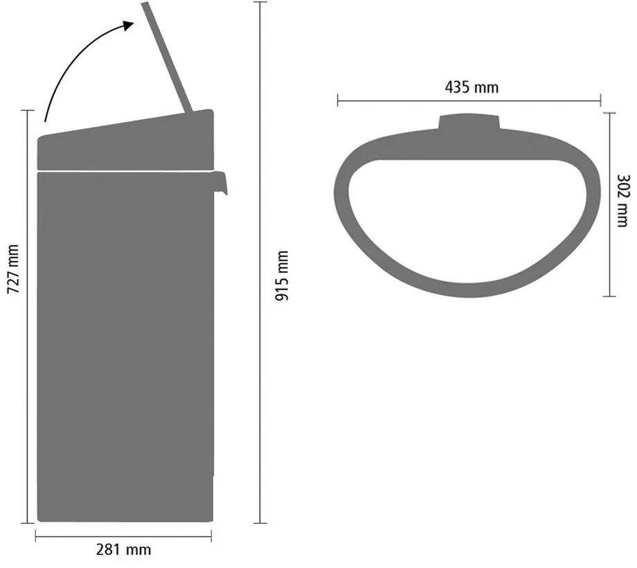 Coș de gunoi gri cu senzori de atingere din oțel 40 l Touch Bin – Brabantia