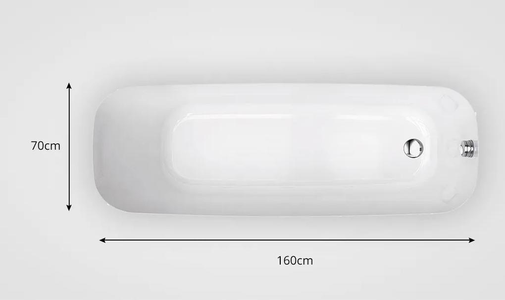 Cada de baie Pop 160 x 70 cm, acril alb, pentru bai mici