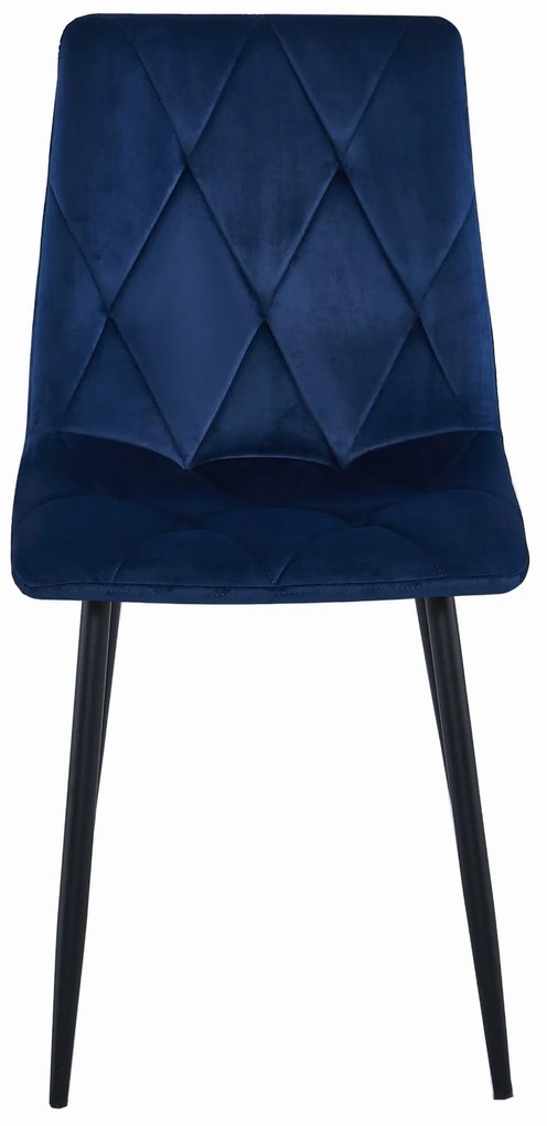 Scaun de dining din catifea albastra LIBRA cu picioare negre