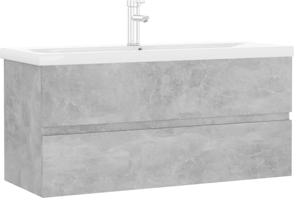 vidaXL Dulap cu chiuvetă încorporată, gri beton, lemn prelucrat