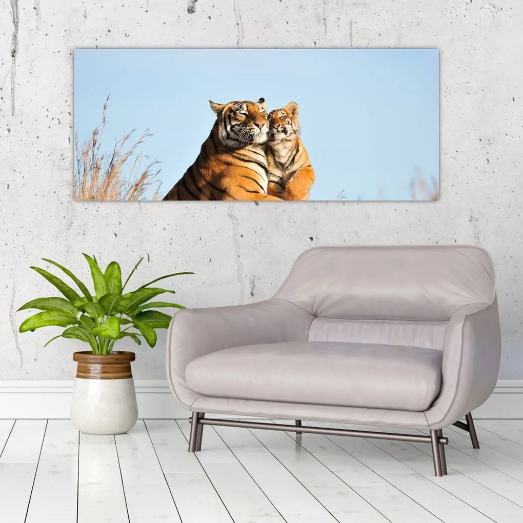 Tablou - Tigroaica cu pui (120x50 cm)