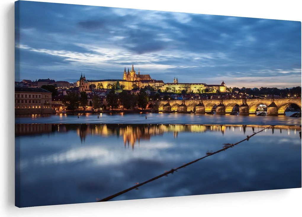 Tablou cu palatul din Praga și podul lui Carol (90x60 cm)