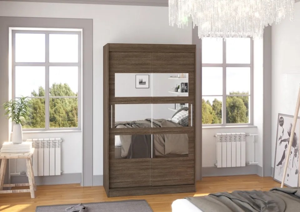 Dulap cu usi glisante si oglinda 120x200 cm, Kolorado, ADRK Furniture (Culoare: Negru)