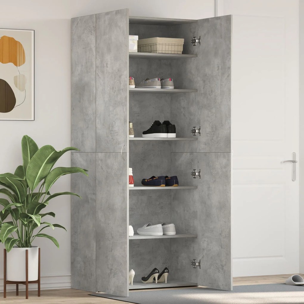 vidaXL Dulap pentru pantofi Gri 80 x 35.5 x 180 cm Lemn compozit