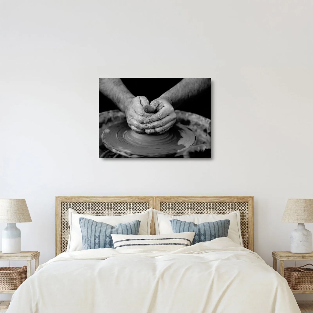 Tablou alb negru - producția de ceramică (70x50 cm)